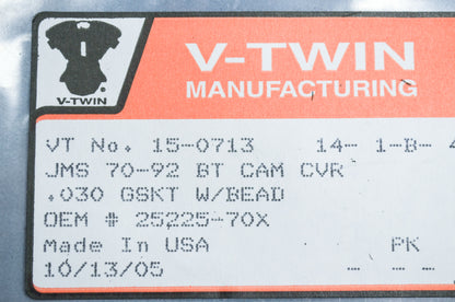 New V-Twin James Cam Cover Gasket .030 NOS