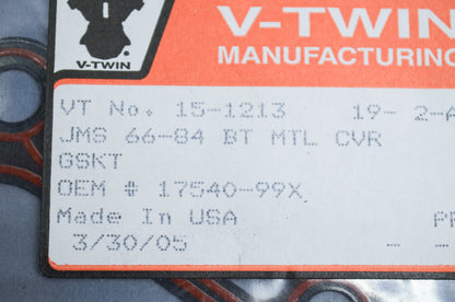 V-Twin James Rocker 15-1213, 17540-99X, JGI-17540-99-X Box Gasket NOS