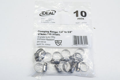New Ideal 1/4'-5/8' Hose Clamp Qty 10 NOS