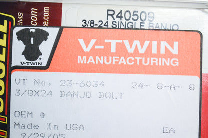 New V-Twin Russell Brake Hose Banjo Bolt 10mm NOS