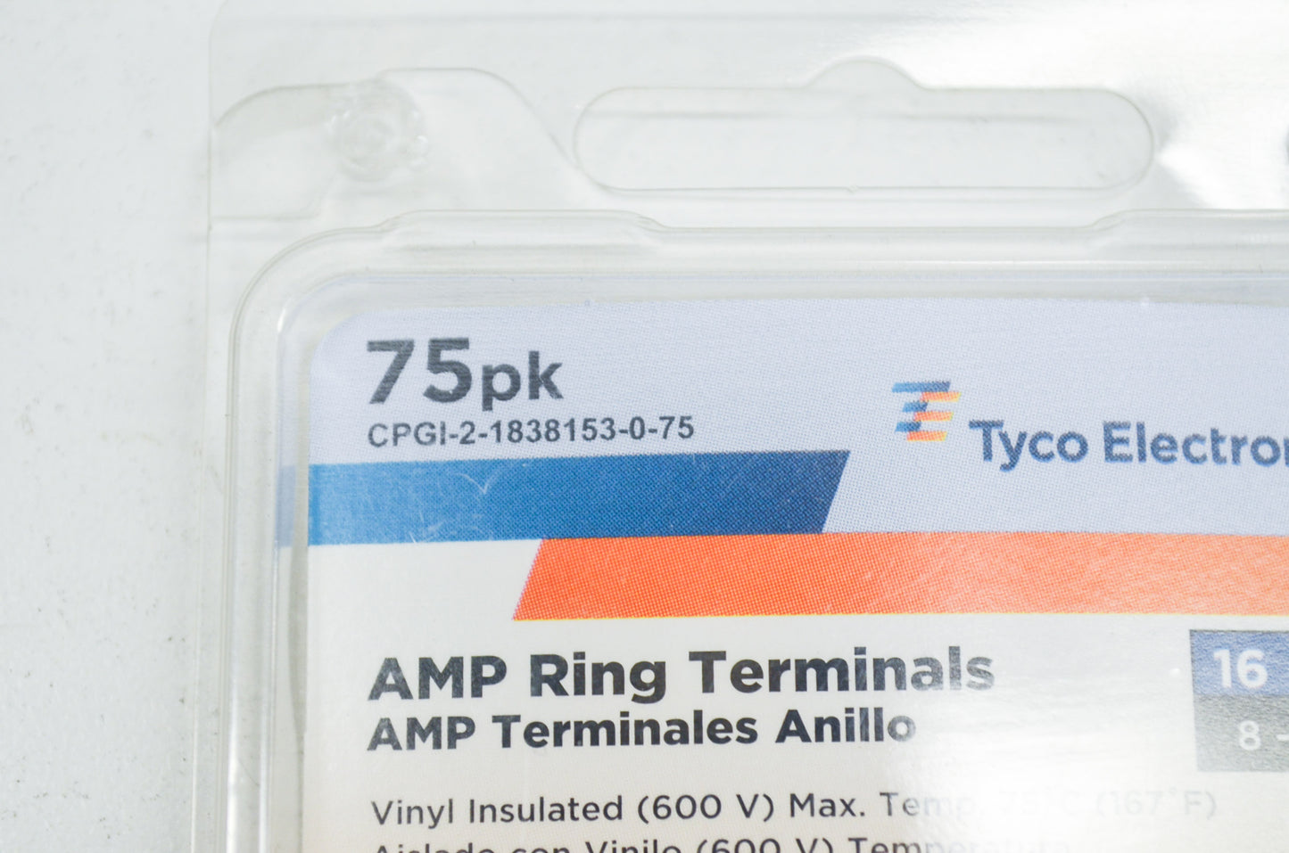 16-14 Gauge Wire AMP Ring Terminals Qty 75 NOS