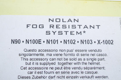New Nolan Fog Resistant Lens System For N90, N100E, N101, N102, N103, X-1002 NOS