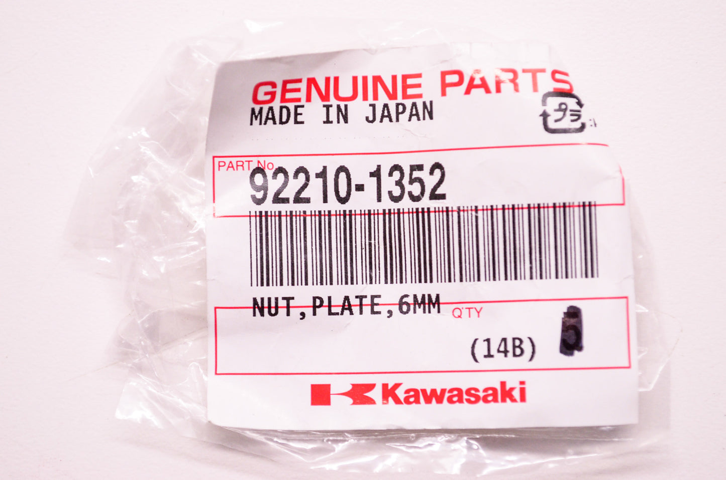 New Kawasaki Plate Nut 6mm NOS