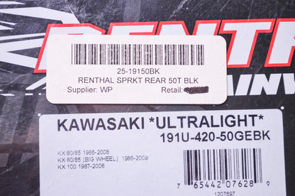 Renthal 191U-420-50GEBK, 191U 420 50 Rear Chainwheel Sprocket 50T NOS