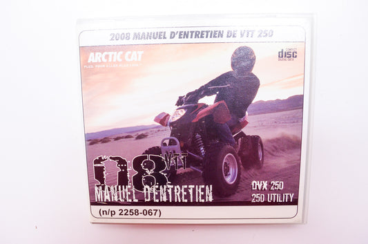 OEM Arctic Cat 2258-067 2008 ATV DVX 250 Utility Service Manual Compact Disc Fre