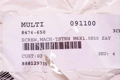 OEM Arctic Cat 8476-650 Machine Screw TSTRH M6X1.0X50 Z&Y NOS
