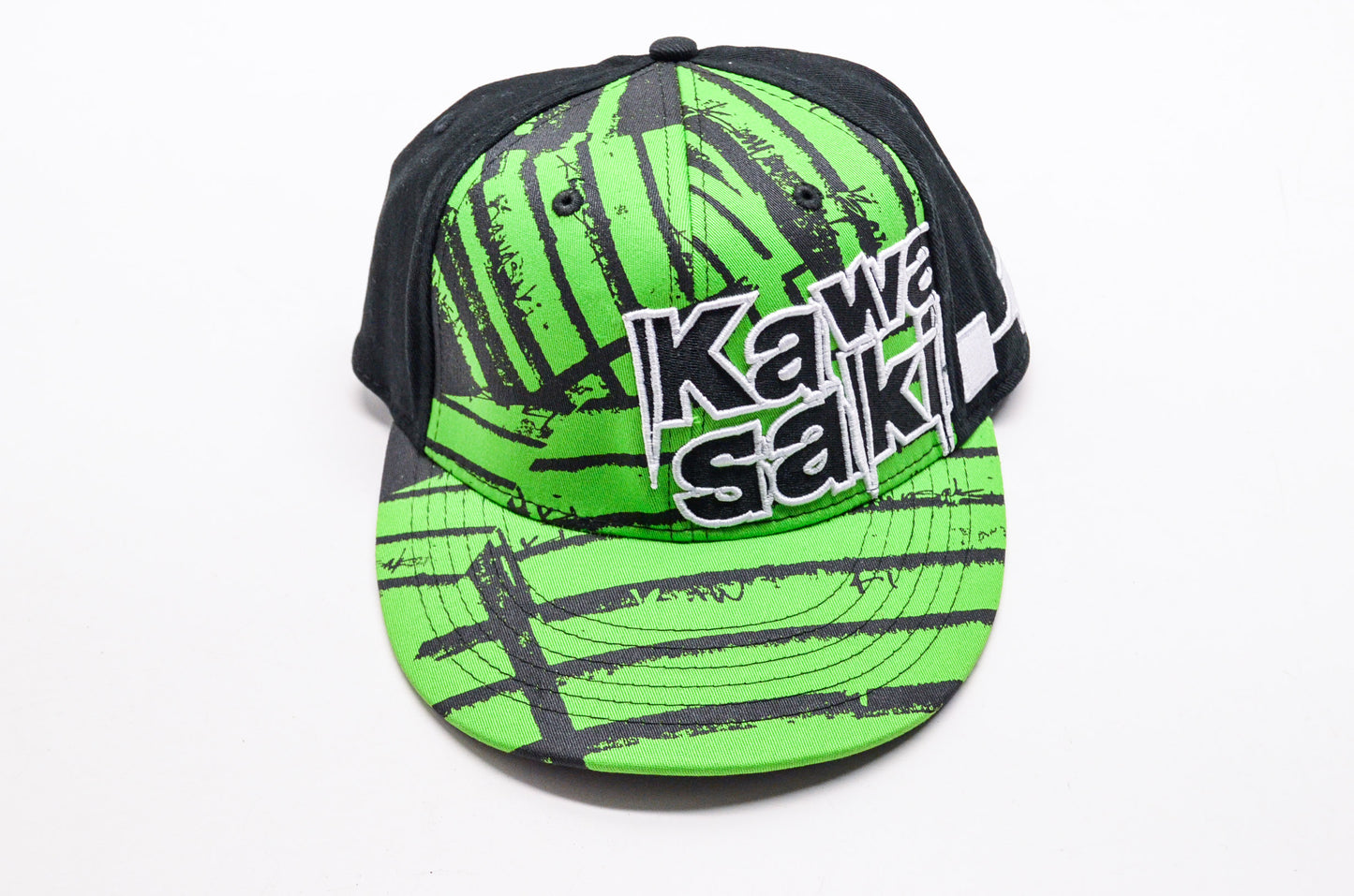New OEM Kawasaki K Fracture Fitted Hat Black Green Large NOS