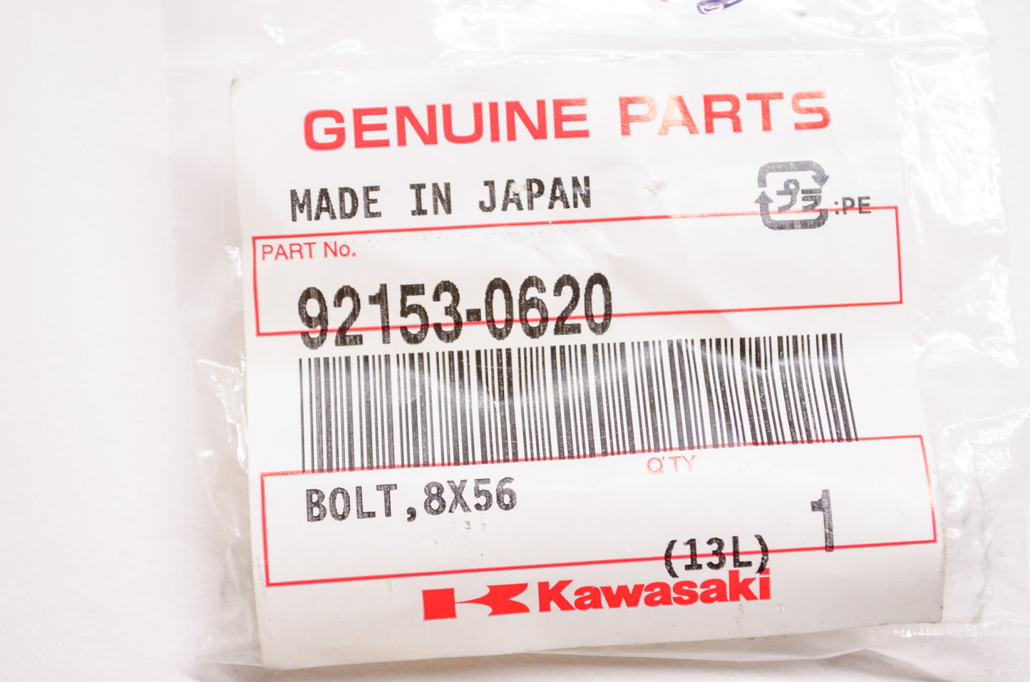 OEM Kawasaki 92153-0620 Bolt 8X56 NOS
