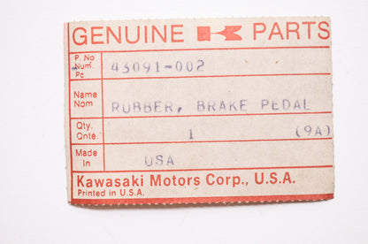 OEM Kawasaki 43091-002 Brake Pedal Rubber NOS