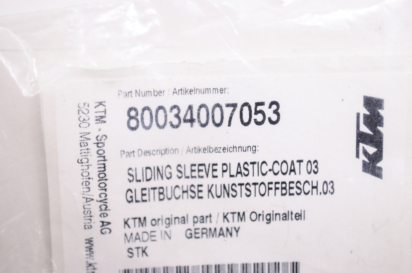 New OEM KTM Sliding Sleeve Plastic-Cote NOS