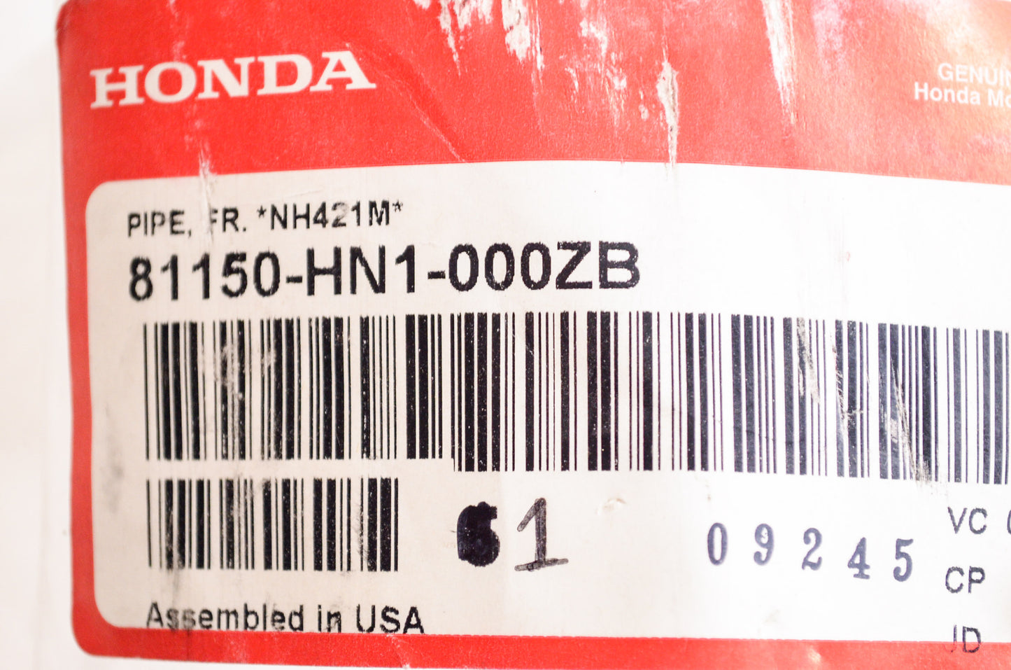 OEM Honda 81150-HN1-000ZB Front Pipe NH421M NOS
