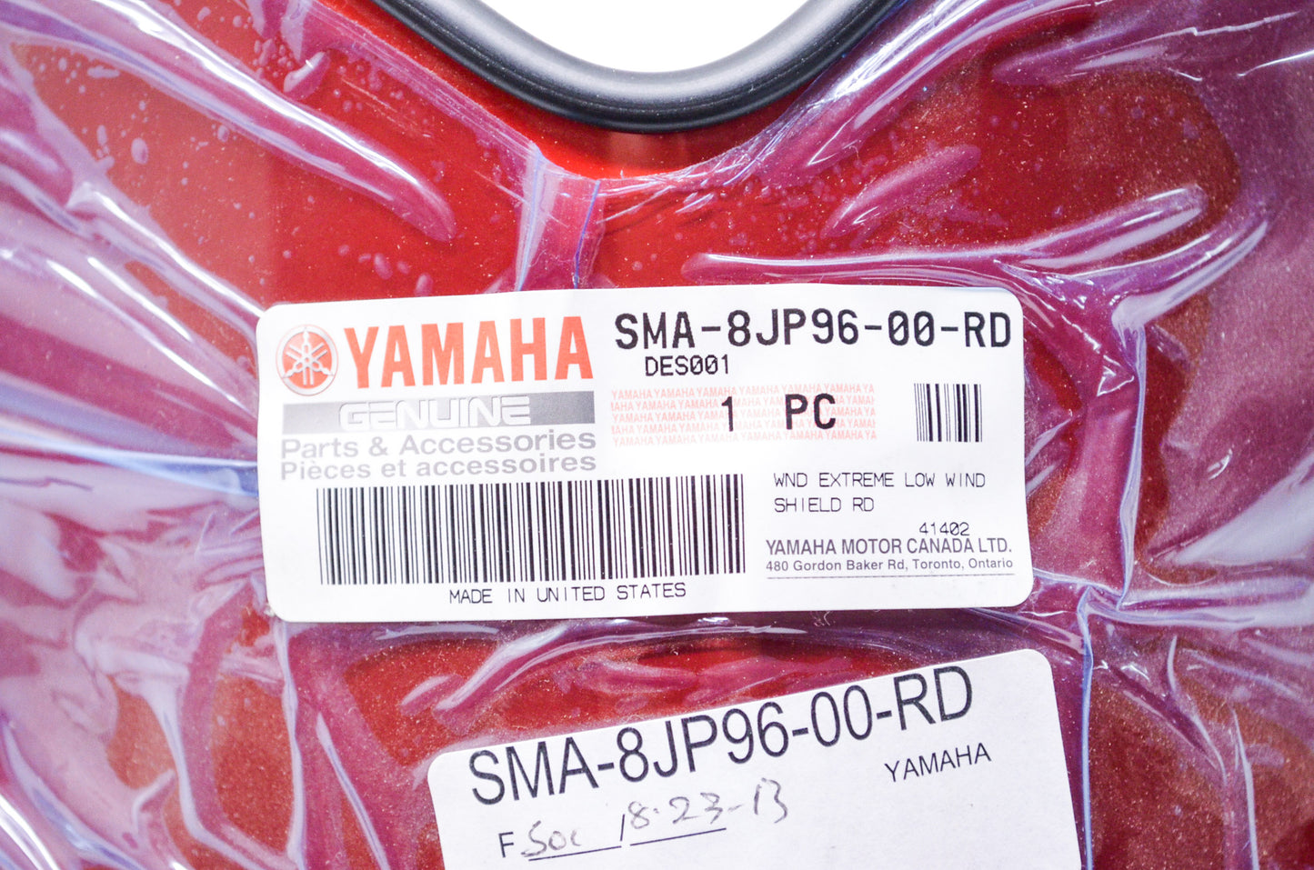 New OEM Yamaha Red 1 Piece Windshield NOS