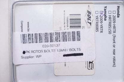 New Bolt Motorcycle Hardware Rotor Bolt Kit 13mm Yamaha YZ YZF NOS