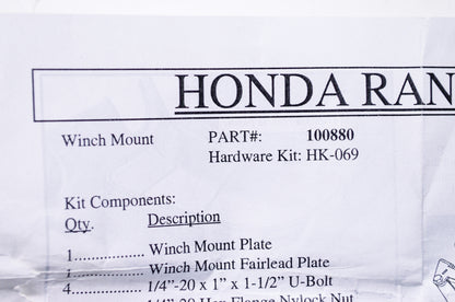 Hardware Kit Honda Rancher Winch Mount 100880 NOS