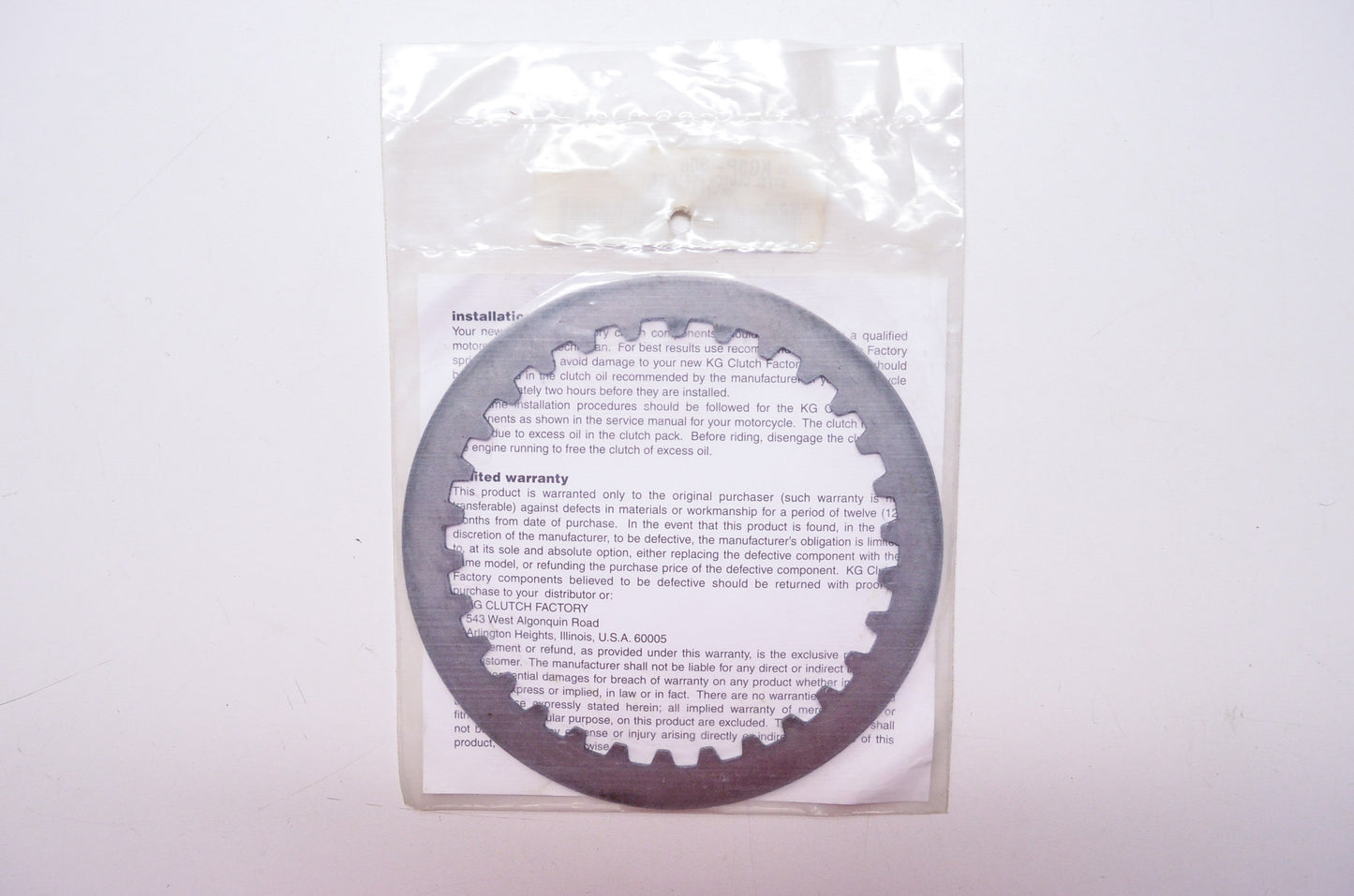 New KG Clutch Factory Steel Clutch Plate NOS