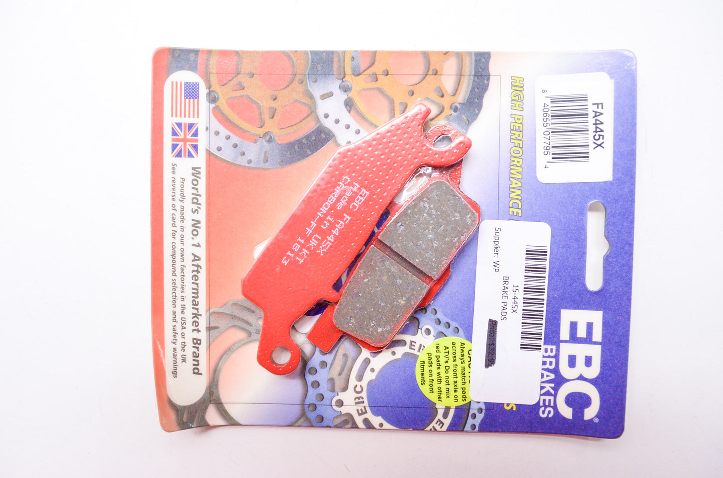 EBC FA445X High Performance Motorcycle ATV Brake Pad QTY 2 NOS