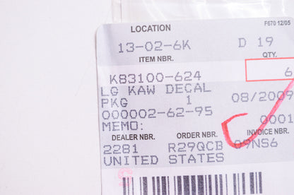 New OEM Kawasaki Large Decal Kawasaki NOS
