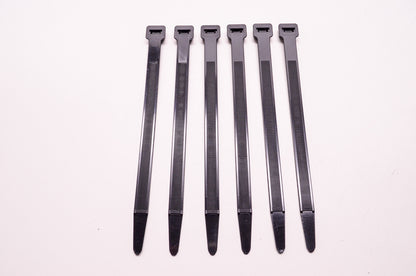 Heavy Duty Reusable Releasable 9' Black Cable Black Cable Ties Qty 6 NOS