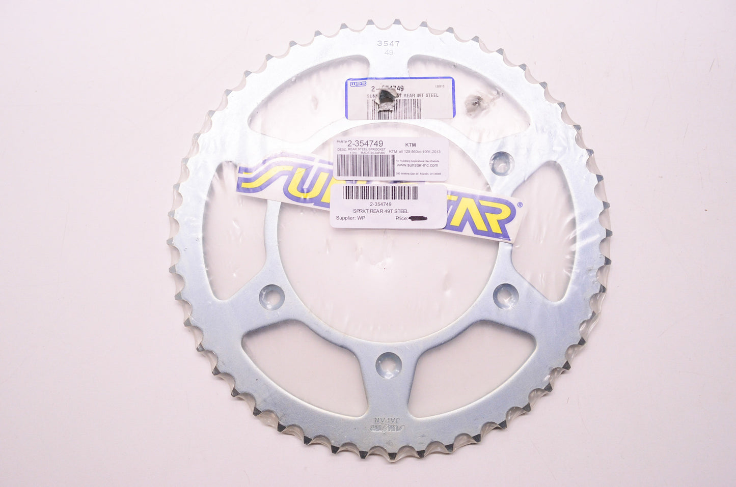 New Sunstar Steel Rear Sprocket 49T KTM All 125-560cc '91-13 NOS