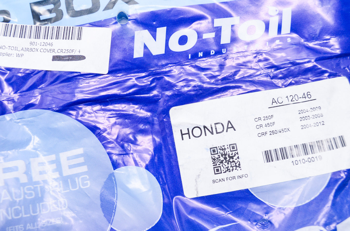 No-Toil 901-12046, AC 120-46 Air Box Cover Kit Honda NOS