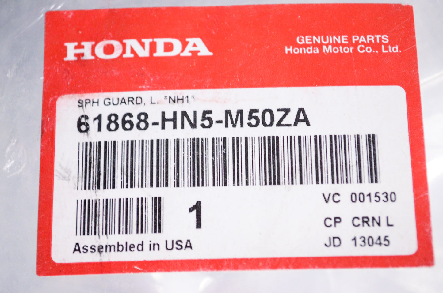 OEM Honda 61868-HN5-M50ZA Left Splash Guard NOS