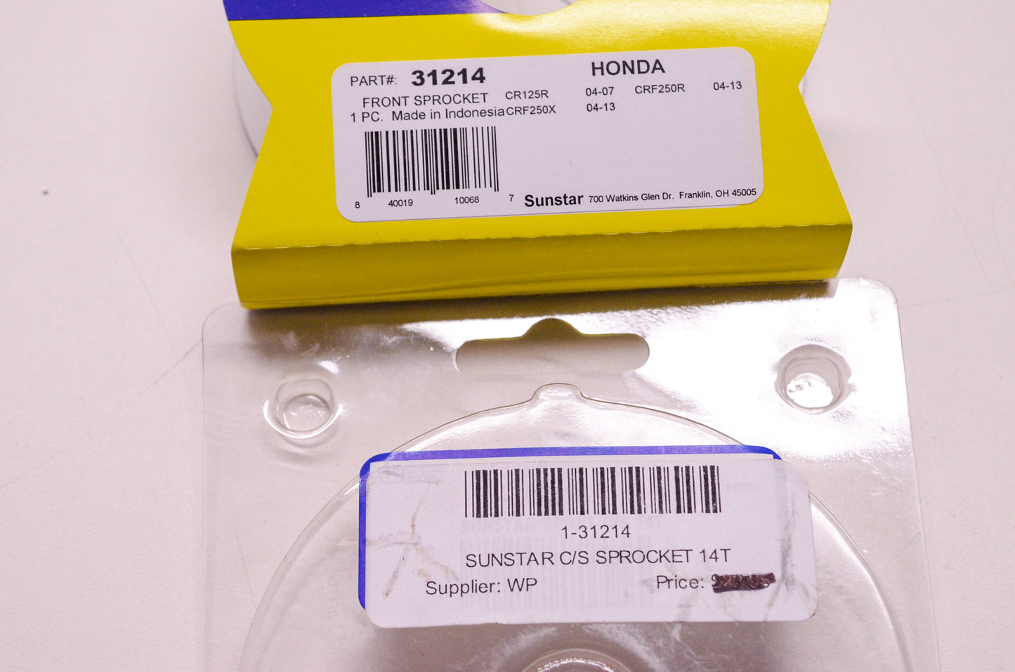 Sunstar 1-31214, 31214 Front Countershaft Sprocket 14T Honda CR125R '04-07 CRF250R '04-13 CRF250X '04-13 NOS