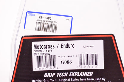 New Renthal Grip Tech Original Motocross Diamond Waffle Soft Compound Grey Grips