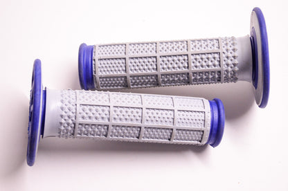New Renthal Grip Tech Tapered Series Motocross Waffle Blue Grey Soft Grips Qty 2