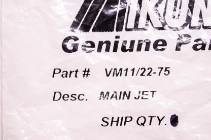 New Mikuni Main Jet Round #75 NOS