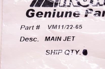 New Mikuni Main Jet Round #65 NOS