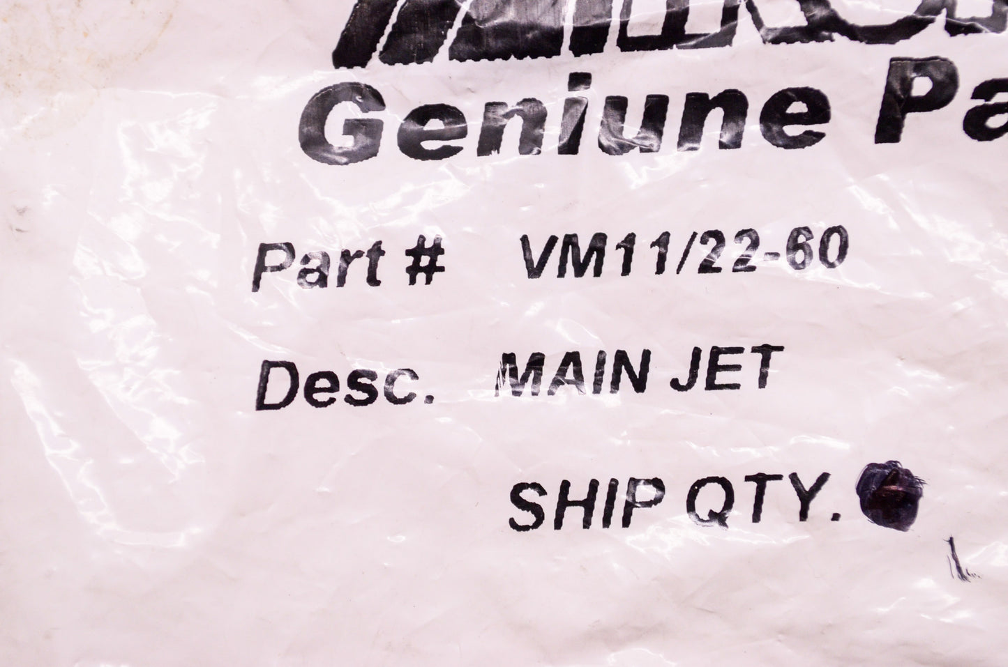 New Mikuni Main Jet Round #60 NOS