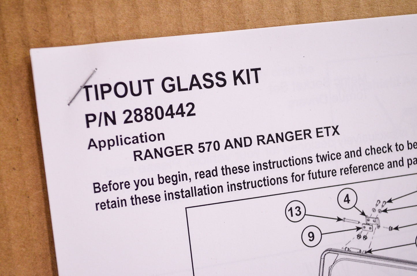 New Polaris Tip Out Glass Kit Polaris Ranger 570 ETX NOS