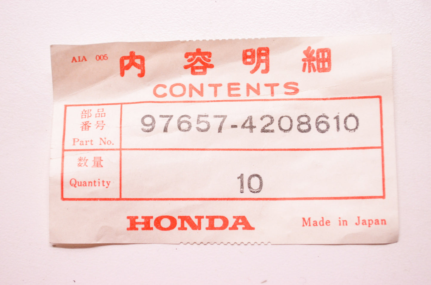 OEM Honda 97657-42086-10 Spoke B (10X123) Qty 10 NOS