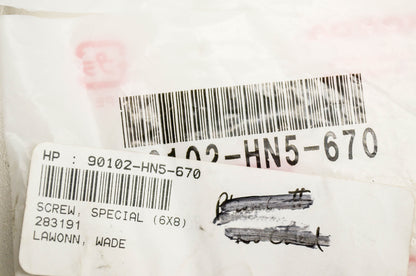 OEM Honda 90102-HN5-670 Special Screw (6X8) NOS