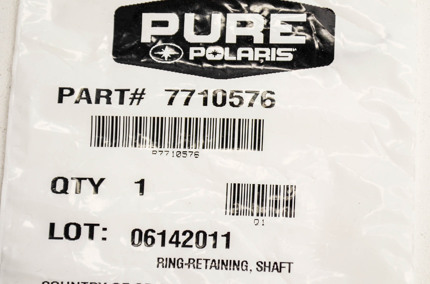 OEM Polaris 7710576 Shaft Retaining Ring NOS