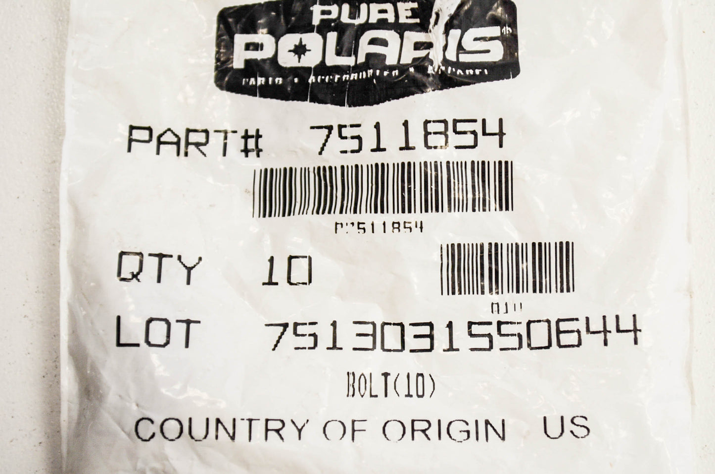 OEM Polaris 7511854 Bolt Qty 2 NOS