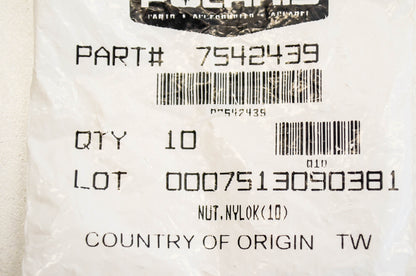 OEM Polaris 7542439 Nylok Nut Qty 3 NOS