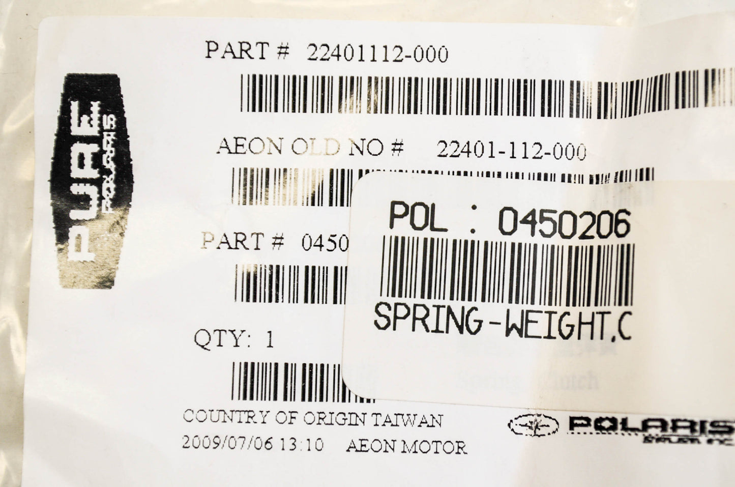 OEM Polaris 450206 Clutch Weight Spring Qty 2 NOS