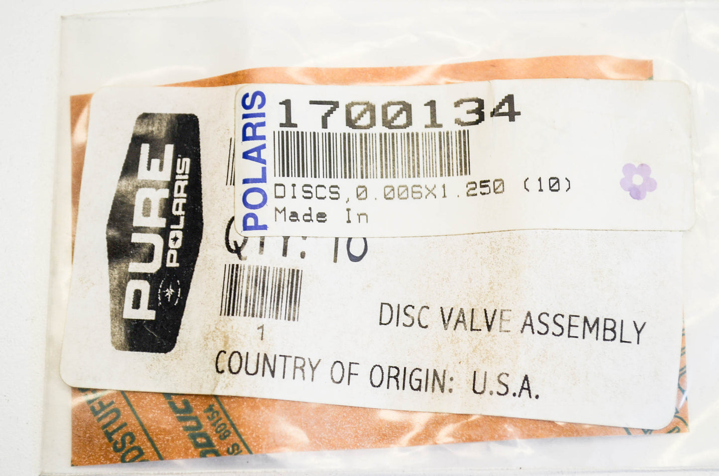 New OEM Polaris Disc Valve 0.006x1.250 NOS