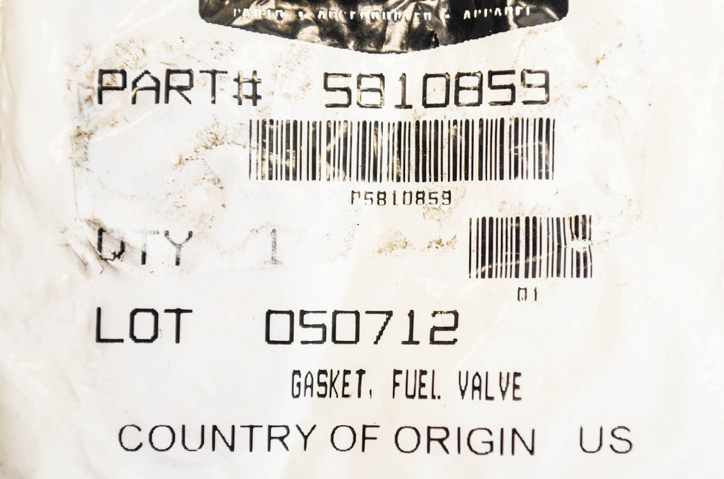 OEM Polaris 5810859 Fuel Valve Gasket NOS