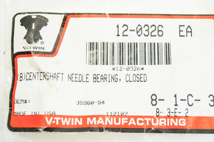 V-Twin 12-0326 Closed End Countershaft Needle Bearing NOS