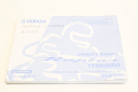 OEM Yamaha LIT-11626-16-09 YFM660RR RAPTOR Owner's Manual