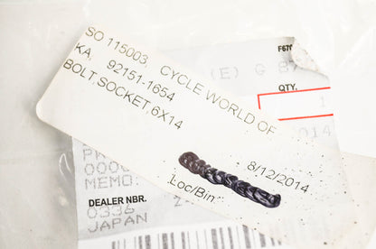 OEM Kawasaki 92151-1654 Socket Bolt 6X14 NOS