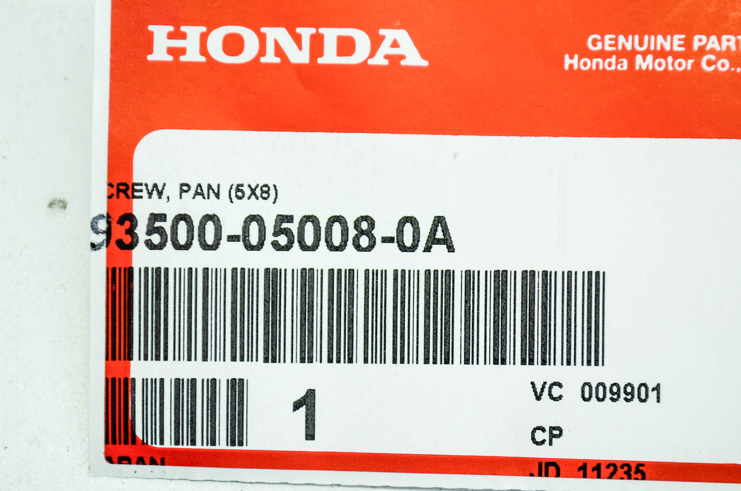 OEM Honda 93500-05008-0A Pan Screw (5X8) Qty 2 NOS