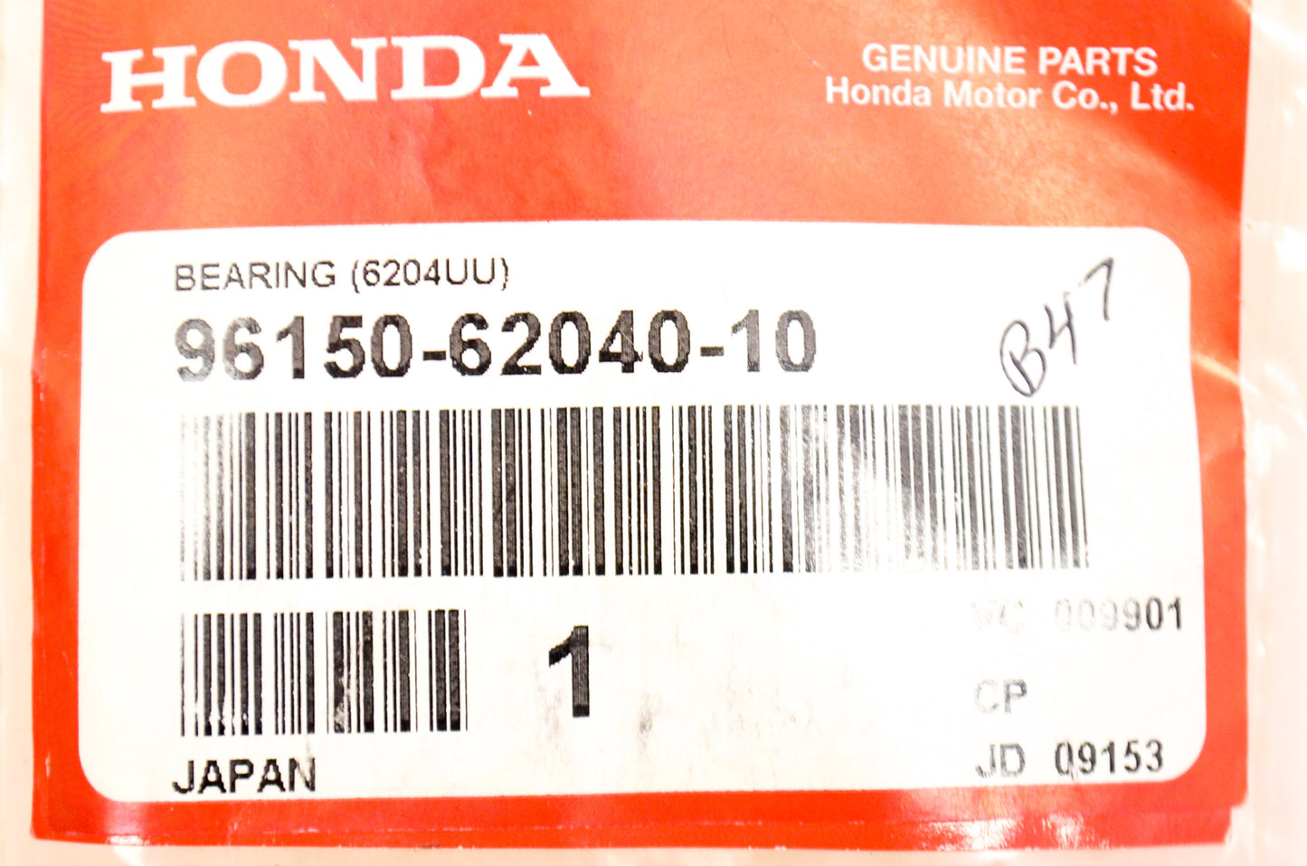OEM Honda 96150-62040-10 Bearing 6204UU NOS