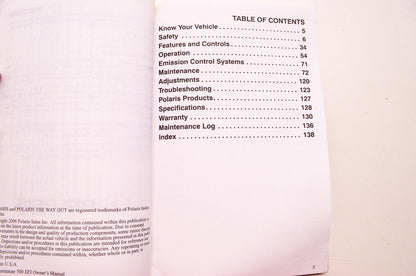 OEM Polaris 9920364 Owner's Manual 07 Sportsman 500 EFI