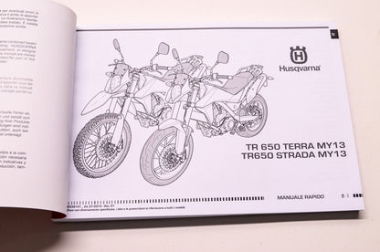 OEM Husqvarna Quick Owner's Manual Guide TR 650 Strada Terra English Italian