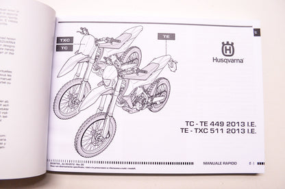 New OEM Husqvarna Quick Owner's Manual Guide TC-TE 449 TE-TXC 511 I.E. EN/IT NOS