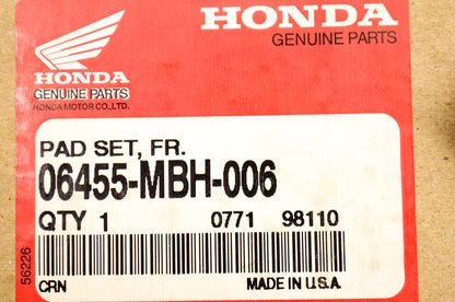 OEM Honda 06455-MBH-006 Front Pad Set NOS