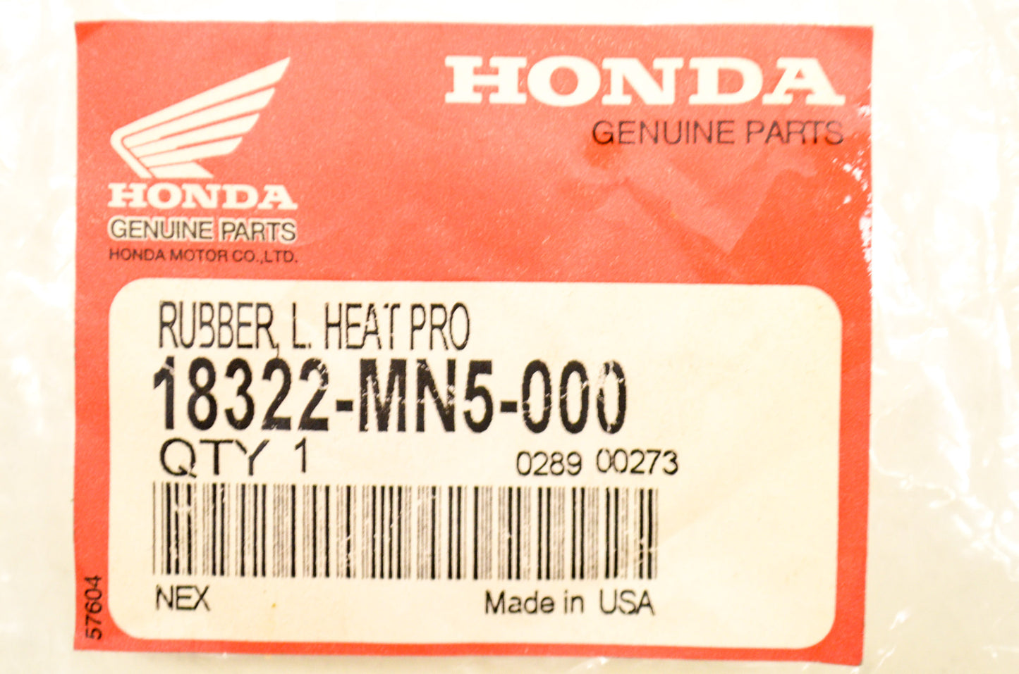 OEM Honda 18322-MN5-000 Left Rubber NOS